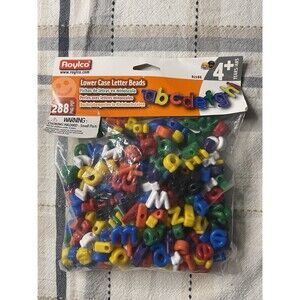 Roylco Lowercase Letter Bead, Assorted Colors, Pack of 288, Made In USA